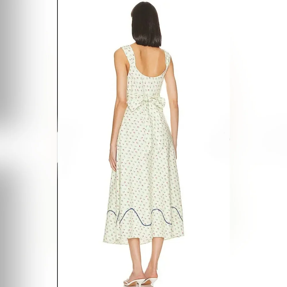 NWT FREE PEOPLE -Sz S- Sweet Hearts Midi Dress in Ivory Combo - Picture 7 of 16